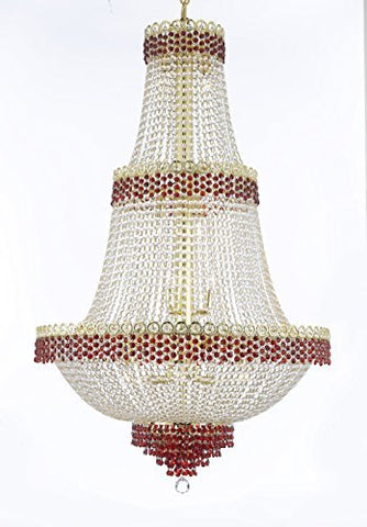 Moroccan Style French Empire Crystal Chandelier Chandeliers Lighting Trimmed With Ruby Red Crystal Good For Dining Room Foyer Entryway Family Room And More H48" X W30" - Cjd-B75/Cg/2176/30