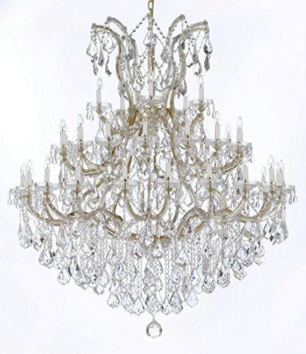 Swarovski Crystal Trimmed Chandelier Large Foyer / Entryway Maria Theresa Crystal Chandelier Lighting H 60" W 52" - A500-B12/2756/36+1Sw