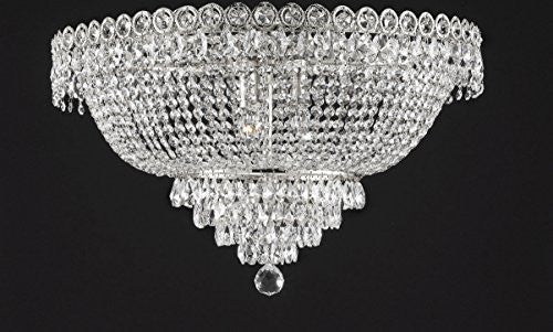 French Empire Empress Crystal(Tm) Flush Basket Chandelier Lighting H 12" W 20" - Cjd-B39/Flush/Cs/2176/20
