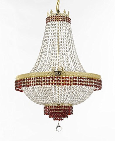 Moroccan Style French Empire Crystal Chandelier Chandeliers Lighting Trimmed With Ruby Red Crystal Good For Dining Room Foyer Entryway Family Room And More H50" W30" - F93-B74/Cg/870/14Large