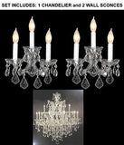 Set Of 3 - 1 Crystal Chandelier Lighting H 30" W 28" And 2 Maria Theresa Wall Sconce Crystal Lighting H11.5" X W14" Trimmed With Spectra (Tm) Crystal - Reliable Crystal Quality By Swarovski - 1Ea-Cs/21532/12+1 + 2Ea-Cs/2813/3-Sw