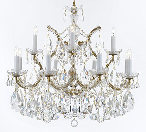 Maria Theresa Chandelier Crystal Lighting Chandeliers Lights Fixture Pendant Ceiling Lamp for Dining room, Entryway , Living room with Large, Luxe, Diamond Cut Crystals! H22" X W28" - A83-B89/21532/12+1DC