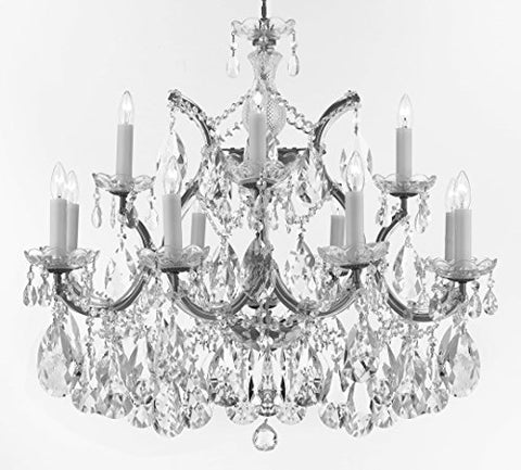 Swarovski Crystal Trimmed Maria Theresa Chandelier Crystal Lighting Chandeliers Lights Fixture Pendant Ceiling Lamp for Dining room, Entryway , Living room With Large, Luxe Crystals! H22" X W28" - A83-CS/B89/21532/12+1SW