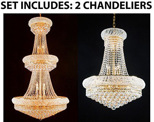 Set Of 2 - 1 For Entryway/Foyer And 1 For Dining Room French Empire Empress Crystal (Tm) Chandeliers Chandelier Lighting - 1Ea Cg/541/32+1Ea Cg/542/15