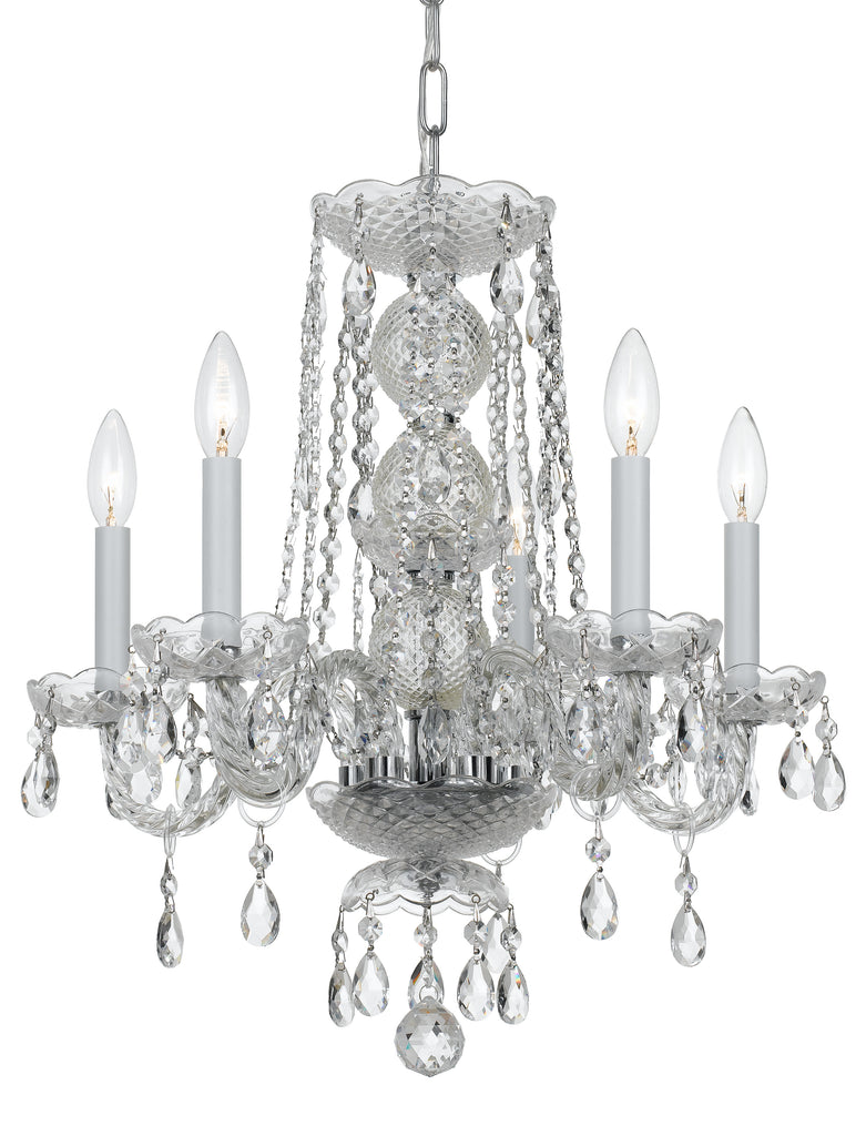 5 Light Polished Chrome Traditional Mini Chandelier Draped In Clear Hand Cut Crystal - C193-5295-CH-CL-MWP