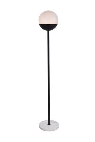 ZC121-LD6146BK - Living District: Eclipse 1 Light Black Floor Lamp With Frosted White Glass