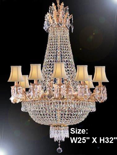 Empire Crystal Chandelier Lighting With Shades - A93-Whiteshades/1280/8+4