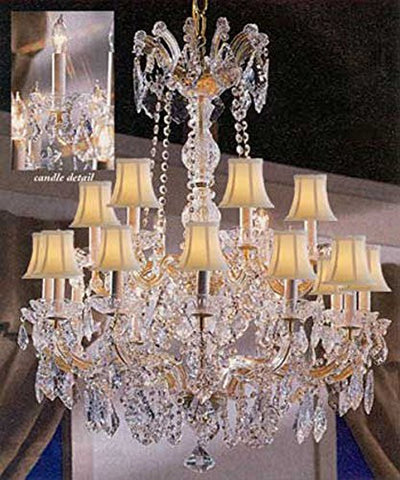 Maria Theresa Crystal Chandelier Lighting With White Shades 30"X28" - A83-Sc/Whiteshade/152/18