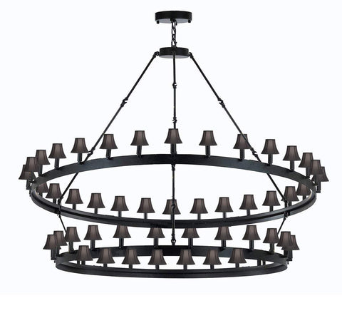Wrought Iron Vintage Barn Metal Castile Chandelier Industrial Loft Rustic Lighting W 63" H 60" w/Black Shades Great for The Living Room, Dining Room, Foyer and Entryway, Family Room, and More - G7-BLACKSHADES/3428/54