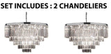 Set of 2 - Retro Palladium Crystal Glass Fringe Chandelier Chrome Finish H21 W31.5 - 2EA GB104-2164/18