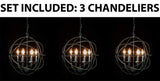 Set of 3 - Spherical Orb Wrought Iron Chandelier Lighting Country French 6 Lights Ceiling Fixture Sphere Modern Rustic H 20" W 20" - Great for The Kitchen, Dining Room, Bedroom and More ! - 3EA G7-ORB/6