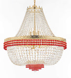 Nail Salon French Empire Crystal Chandelier Lighting Dressed with Ruby Red Crystal Balls - Great for The Dining Room H 36" W 36" 25 Lights - G93-B74/H36/CG/4199/25