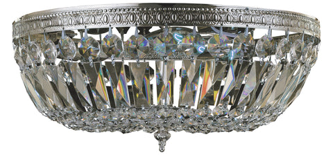 3 Light Polished Chrome Traditional Ceiling Mount Draped In Clear Swarovski Strass Crystal - C193-716-CH-CL-S