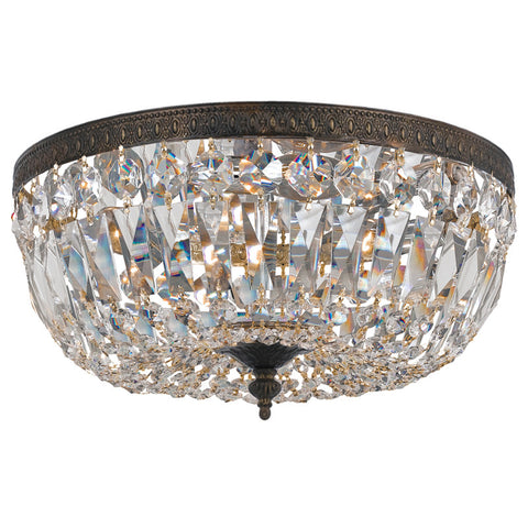3 Light English Bronze Traditional Ceiling Mount Draped In Clear Spectra Crystal - C193-716-EB-CL-SAQ
