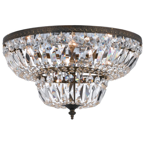4 Light English Bronze Traditional Ceiling Mount Draped In Clear Spectra Crystal - C193-718-EB-CL-SAQ