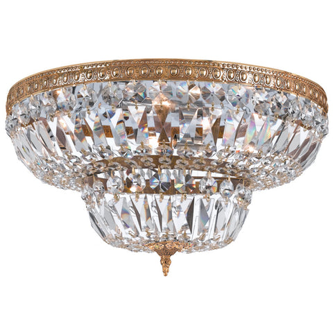 4 Light Olde Brass Traditional Ceiling Mount Draped In Clear Spectra Crystal - C193-718-OB-CL-SAQ