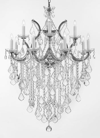 Maria Theresa Chandelier Lights Fixture Pendant Ceiling Lamp Dressed HT 40" WD 28" - Good for Dining Room, Foyer, Entryway, Living Room and More! - F83-B12/CS/21532/12+1