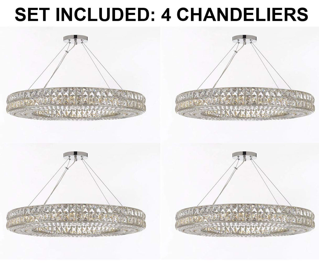 Set of 4 - Crystal Nimbus Ring Chandelier Chandeliers Modern/Contemporary Lighting Pendant 44" Wide - Good for Dining Room, Foyer, Entryway, Family Room and More! - 4EA GB104-3063/17