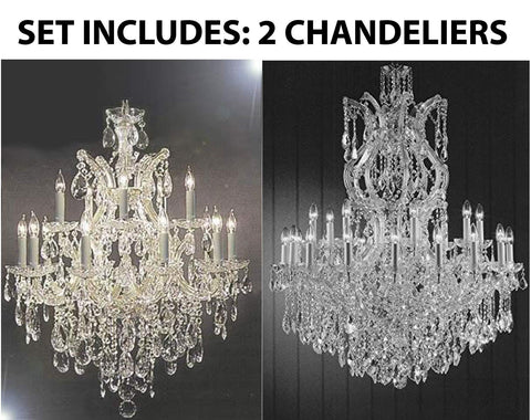 Set of 2-1 Chandelier Lighting Crystal Chandeliers H30"X W28" and 1 Maria Theresa Chandelier Crystal Lighting Chandeliers Dressed with Empress Crystal (Tm) H 50" W 37" - CS/21532/12+1 + CS/2232/24+1