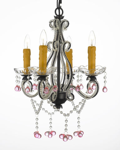 Tole Wrought Iron Crystal Chandelier 4 Lights Lighting Country French Ceiling Fixture Wrought Country French Min Kitchen - J10-327/4