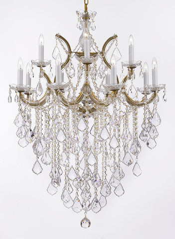 Maria Theresa Chandelier Lights Fixture Pendant Ceiling Lamp Dressed HT 40" WD 28" - Good for Dining Room, Foyer, Entryway, Living Room and More! - F83-B12/21532/12+1