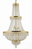 Set of 2-1 French Empire Crystal Chandelier Lighting H50" X W24" and 1 French Empire Crystal Gold Chandelier Lighting - Great for The Dining Room, Foyer, Entry Way, Living Room - H30" X W24" - 1EA CG/870/15 + 1EA 870/9