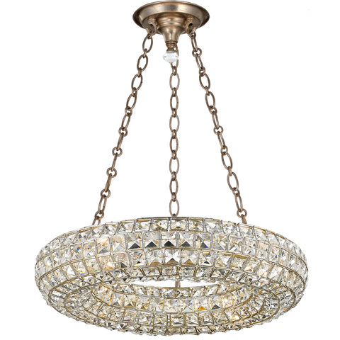 4 Light Distressed Twilight Glam  Crystal  Eclectic Chandelier Draped In Square Faceted Jewels Crystal - C193-7804-DT