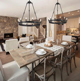 Set of 2 - Wrought Iron Vintage Barn Metal Castile One Tier Chandelier Chandeliers Industrial Loft Rustic Lighting W 26" H 27" - 2EA G7-3428/12