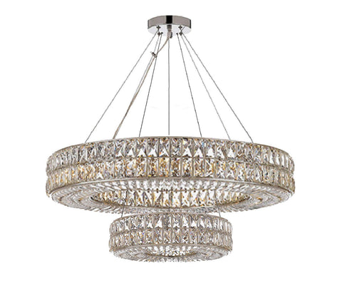 Crystal Nimbus Ring Chandelier Modern/Contemporary Lighting Pendant 40" Wide - for Dining Room, Foyer, Entryway, Family Room - Double Ring! - GB104-3063/14+8