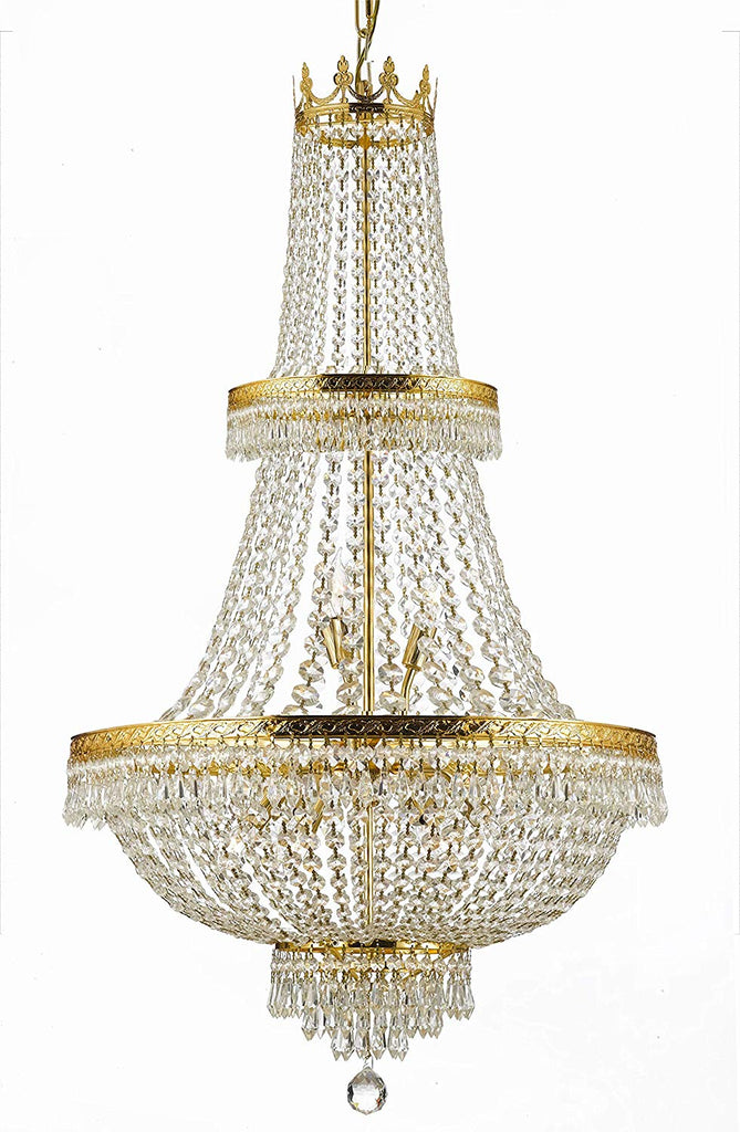 French Empire Crystal Chandelier Lighting H50" X W24" Good for Foyer, Entryway, Family Room, Living Room and More! - A93-CG/870/15
