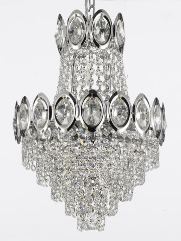 French Empire Crystal Chandelier Chandeliers Lighting SILVER H17 X Wd12 4 Lights Empire - 6290/4 SILVER