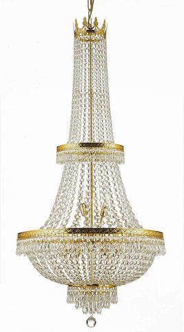 French Empire Crystal Chandelier Lighting H70" X W24" Good for Foyer, Entryway, Family Room, Living Room and More - A500-C7/CG/870/15