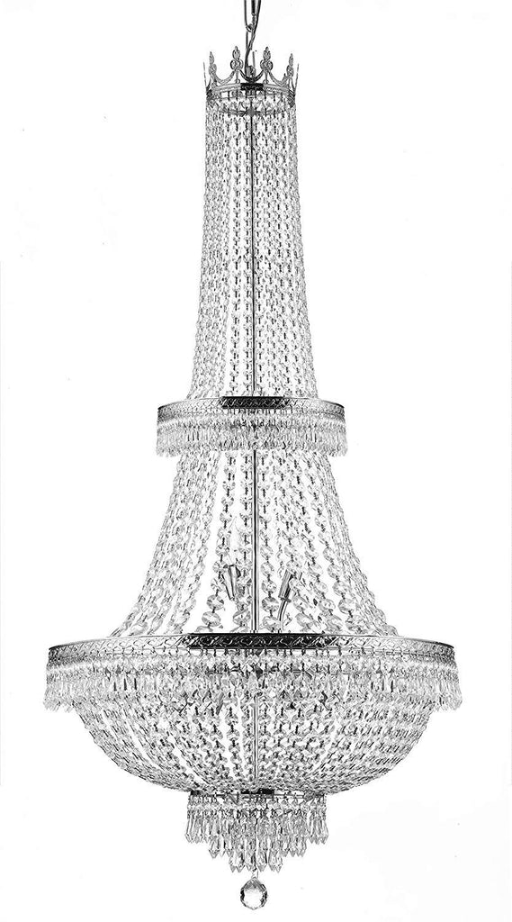 French Empire Crystal Chandelier Lighting H70" X W24" Good for Foyer, Entryway, Family Room, Living Room and More - A500-C7/CS/870/15