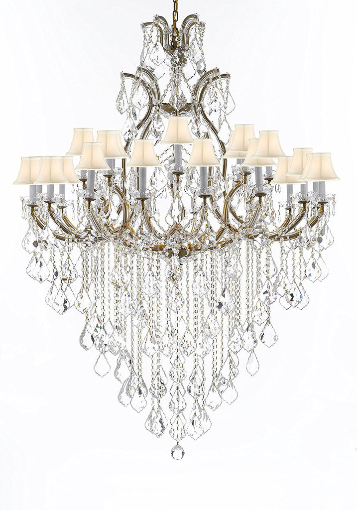 Crystal Chandelier Lighting Chandeliers H65" X W46" Great for the Foyer, Entry Way, Living Room, Family Room and More w/White Shades - A500-B12/WHITESHADES/52/2MT/24+1