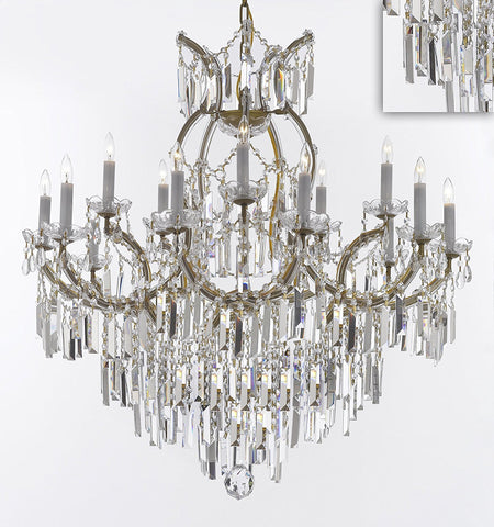 Maria Theresa Chandelier Crystal Lighting Chandeliers with Optical Quality Fringe Prisms! Great for the Dining Room, Foyer, Entry Way, Living Room! H38" X W37" - A500-B8/21510/15+1
