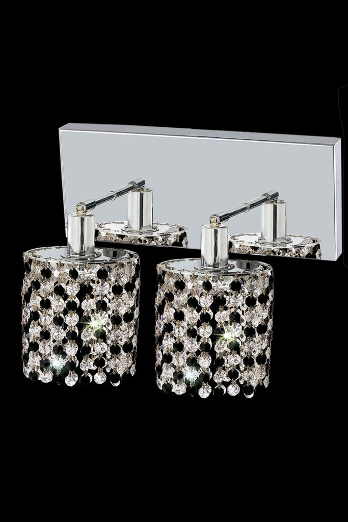 C121-1382W-O-R-TO/RC By Elegant Lighting Mini Collection 2 Light Wall Sconces Chrome Finish