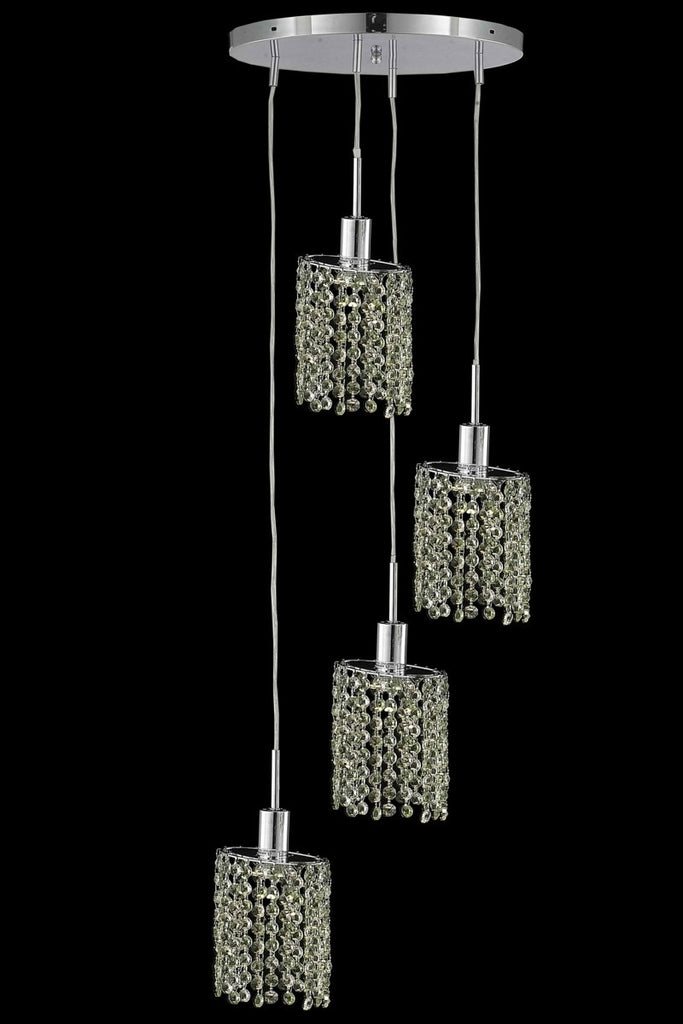C121-1384D-R-E-RO/RC By Elegant Lighting Mini Collection 4 Light Chandeliers Chrome Finish