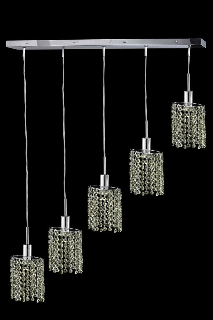 C121-1385D-O-E-TO/RC By Elegant Lighting Mini Collection 5 Light Chandeliers Chrome Finish