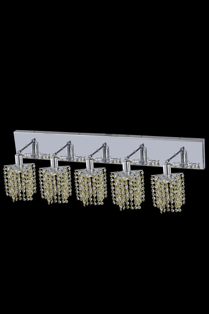 C121-1385W-O-P-GT/RC By Elegant Lighting Mini Collection 5 Light Wall Sconces Chrome Finish
