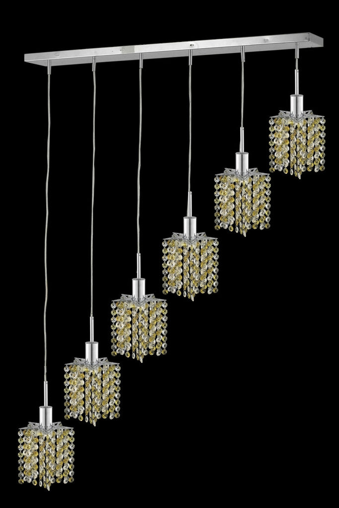 C121-1386D-O-P-TO/RC By Elegant Lighting Mini Collection 6 Light Chandeliers Chrome Finish