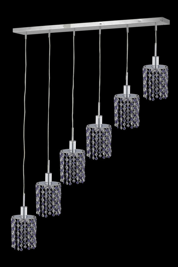 C121-1386D-O-R-BO/RC By Elegant Lighting Mini Collection 6 Light Chandeliers Chrome Finish