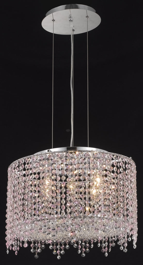 C121-1393D18C-TO/RC By Elegant Lighting Moda Collection 5 Light Chandeliers Chrome Finish