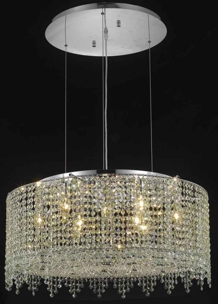 C121-1393D26C-TO/RC By Elegant Lighting Moda Collection 9 Light Chandeliers Chrome Finish