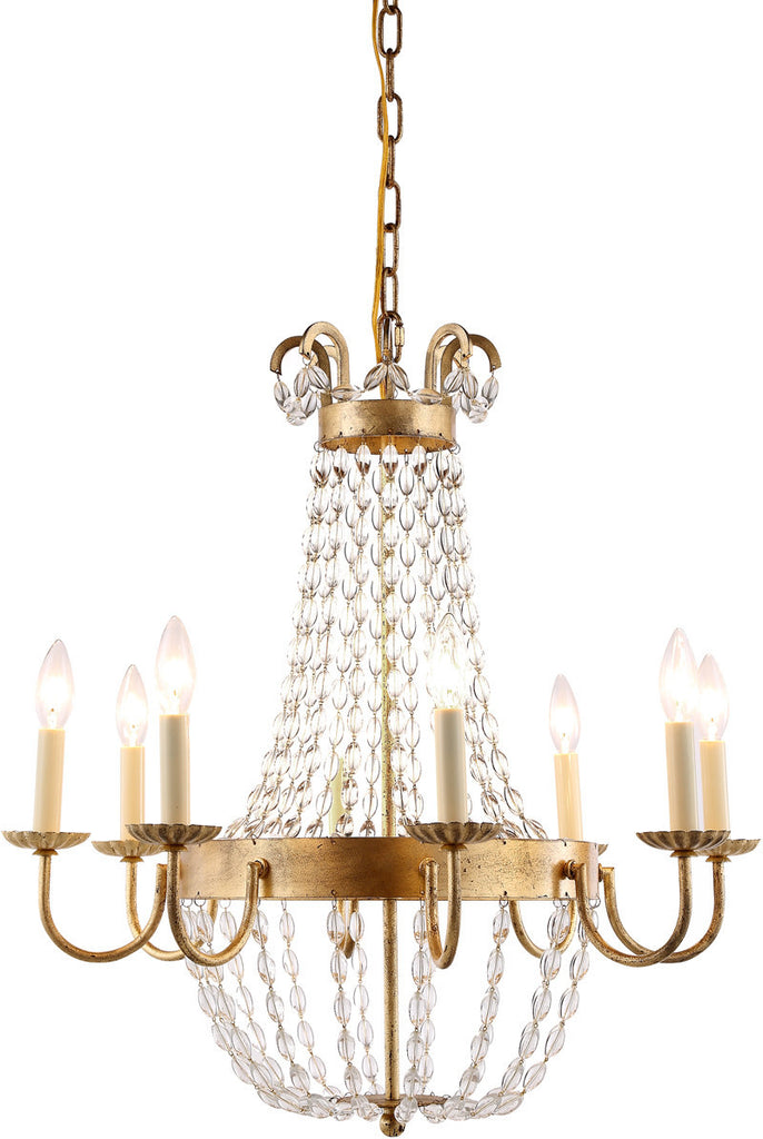 C121-1433D24GI By Elegant Lighting - Roma Collection Golden Iron Finish 8 Lights Pendant Lamp
