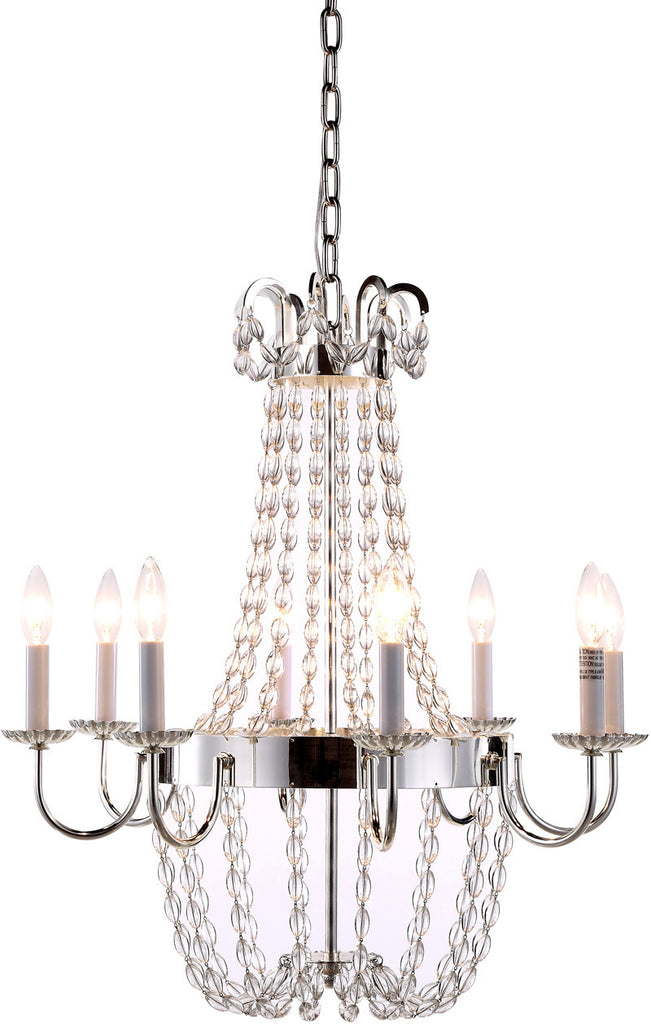 C121-1433D24SN By Elegant Lighting - Roma Collection Silver Nickel Finish 8 Lights Pendant Lamp
