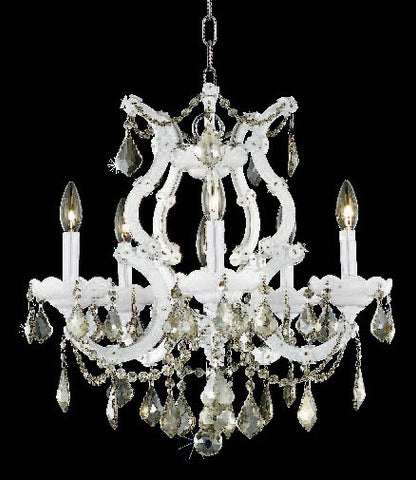 C121-2800D20WH-GT/RC By Elegant Lighting Maria Theresa Collection 6 Light Chandeliers White Finish