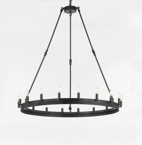 Wrought Iron Vintage Barn Metal Castile One Tier Chandelier Chandeliers Industrial Loft Rustic Lighting W 38" H 40" - G7-3428/18