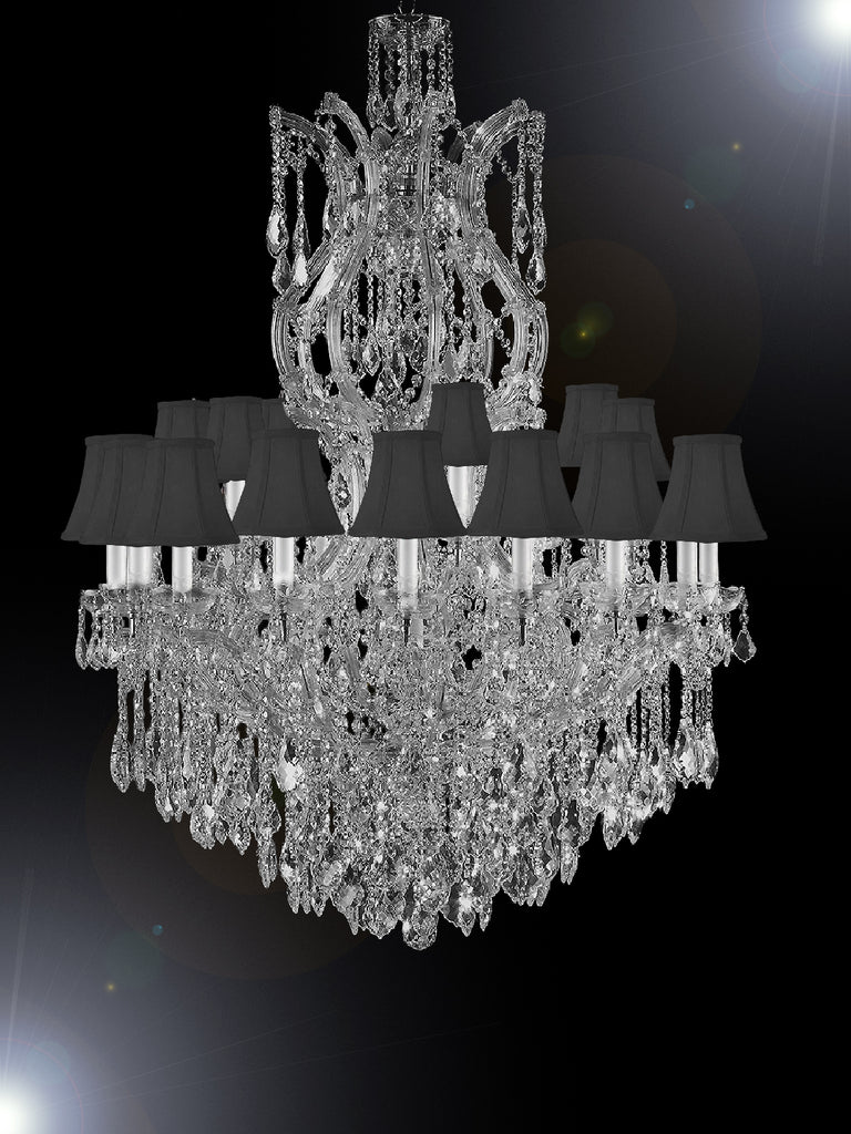 Maria Theresa Chandelier Crystal Lighting Chandeliers Dressed With Empress Crystal (Tm) H 50" W 37" With Shades Great For Large Foyer / Entryway - G83-Sc/Blackshade/Cs/2232/24+1