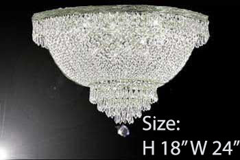 French Empire Crystal Semi Flush Basket Chandelier Lighting H18" X W24" - A93-Flush/Silver/870/9