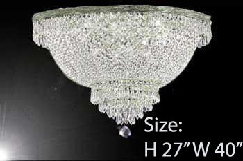 Flush French Empire Crystal Chandelier Lighting H27" X W40" - A93-Flush/Cs/870/18
